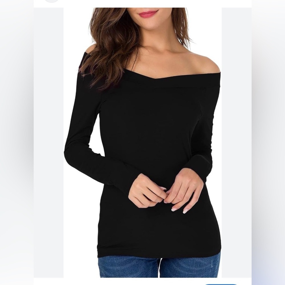 Sarin Matthew’s off the shoulder black top size large.